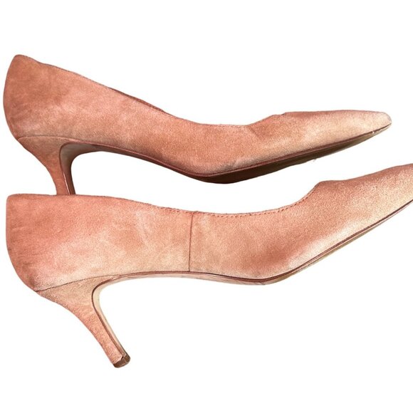 Ann Taylor pointy toe sued tan neutral size 8 1/2M 2 1/2" Heel Padded Footbed - Picture 3 of 8